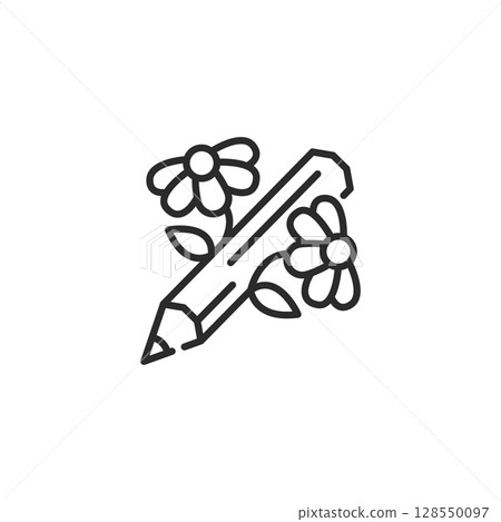 Floral Pencil Icon 128550097