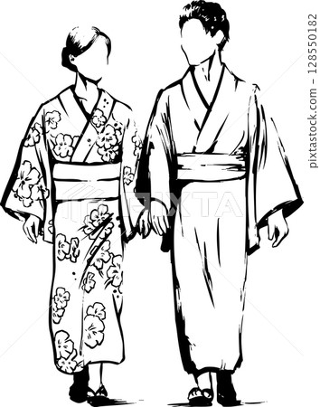 Yukata men and women Yukata men and women 128550182