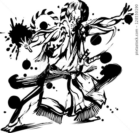 Kabuki ink painting illustrations 128550190
