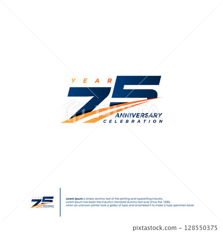 75 Years Anniversary logotype design flat style design template 75 Years Anniversary logotype design flat style design template 128550375