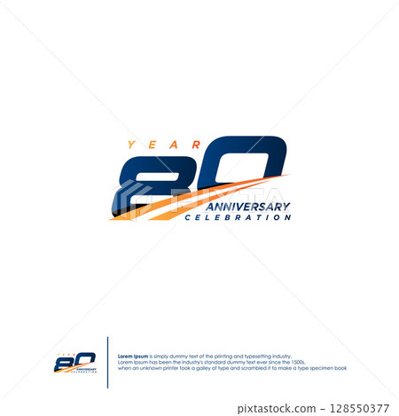 80 Years Anniversary logotype design flat style design template 80 Years Anniversary logotype design flat style design template 128550377