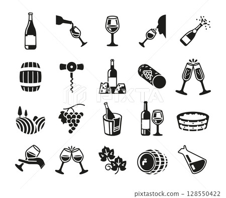 Wine Icons Set 128550422