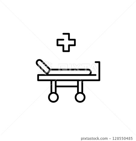 Hospital Stretcher Icon. Medical Bed Illustration 128550485