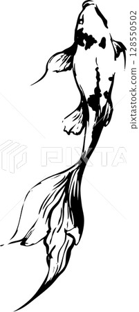 Sumi-e illustration of goldfish 128550502
