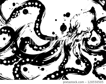 Kraken ink painting illustration 128550505