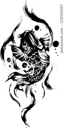 Koi ink painting illustration Koi ink painting illustration 128550507