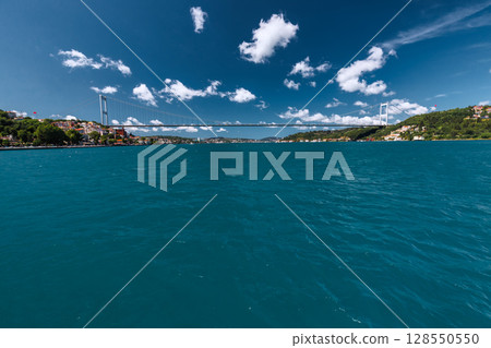 Bosphorus Bridge , seen from the Bosphorus, Istanbul, Turkey Bosphorus Bridge , seen from the Bosphorus, Istanbul, Turkey 128550550