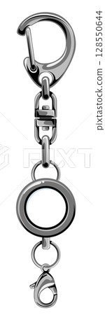 Vector illustration of a reel holder with a snap hook strap Vector illustration of a reel holder with a snap hook strap 128550644