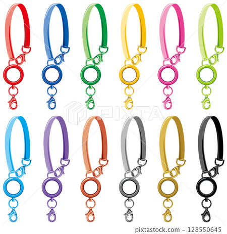 Vector illustration set of reel holders with colorful band straps 128550645