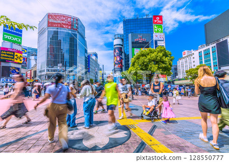 Japanese Tokyo cityscape: Dry landscape garden removed = left... A large space is created next to the Hachiko statue in Shibuya... Inbound tourists continue... = July 17th 128550777