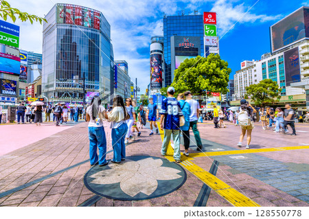 Japanese Tokyo cityscape: Dry landscape garden removed = left... A large space is created next to the Hachiko statue in Shibuya... Inbound tourists continue... = July 17th 128550778