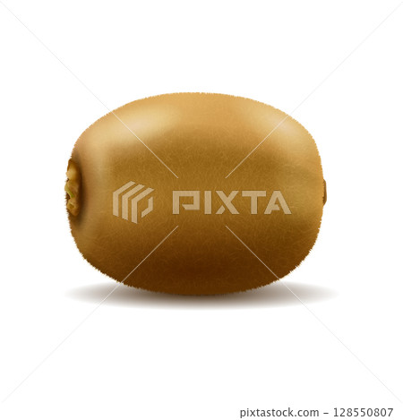 Whole kiwi fruit isolated on white background. Realistic vector illustration 128550807