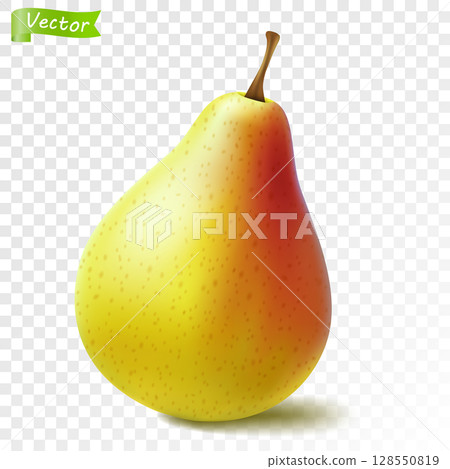 Fresh yellow pear isolated on white background, realistic 3d vector illustration Fresh yellow pear isolated on white background, realistic 3d vector illustration 128550819