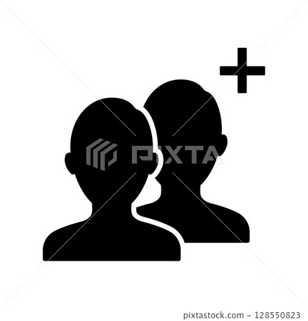 User profile sign web icon with plus glyph. Vector illustration design element. Plus person icon, user account login page sign, add people, addition User profile sign web icon with plus glyph. Vector illustration design element. Plus person icon, user account login page sign, add people, addition 128550823