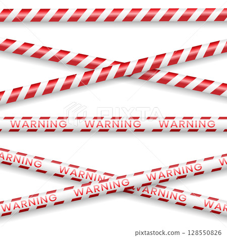 Realistic red and white danger tape. protective warning tape. Illustration on white background 128550826