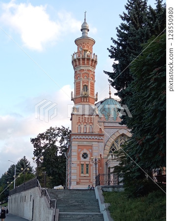 Historic Mukhtarov Mosque on Terek River embankment, Vladikavkaz, North Ossetia, Russia 128550980