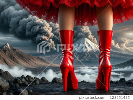 composite image of red silk fabric 128551425