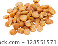 Close-Up View of Yellow Split Peas Isolated on a White Background 128551571