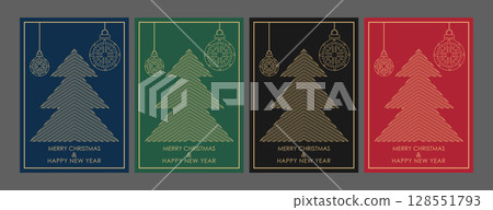 Merry Christmas and Happy New Year. A holiday greeting template for postcards, banners and flyers. A set of color options 128551793