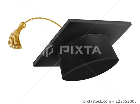 Graduates celebration. Flying 3D black graduate hat Graduates celebration. Flying 3D black graduate hat 128552003