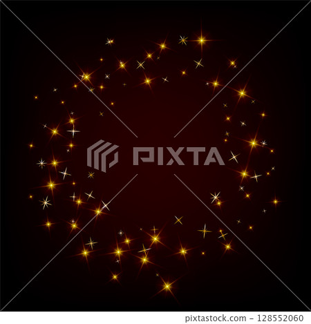 Confetti explosion. Golden serpentine ribbons frame design 128552060