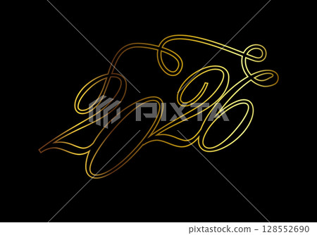 2026 golden numbers. hand drawing. Not AI, Vector illustrations. 128552690
