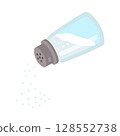 Salt shaker vector isolated on white background. Simple flat illustration of meal salting, cooking design. 128552738