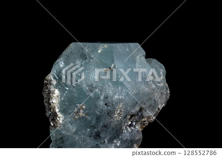 Macro mineral stone Aquamarine on a black background Macro mineral stone Aquamarine on a black background 128552786