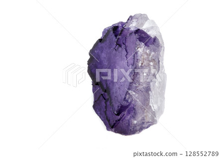 Macro mineral stone Fluorite on a white background Macro mineral stone Fluorite on a white background 128552789