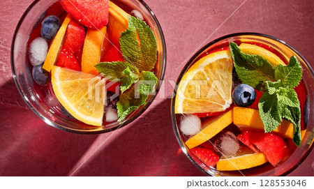 two glasses of fresh fruit drink two glasses of fresh fruit drink 128553046