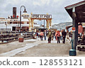 Hyde Street Pier, a tourist attraction in San Francisco, California (AI generated from original image) 128553121