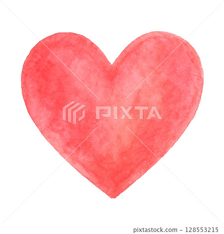 Watercolor illustration of a red heart - A simple love symbol in gentle colors 128553215