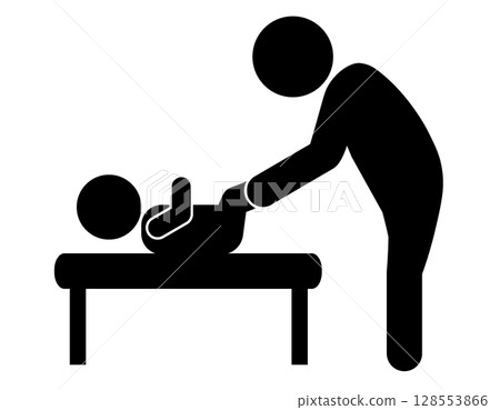 Pictogram of a person changing a baby's diaper Pictogram of a person changing a baby's diaper 128553866