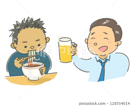 圖:辦公室職員參加酒會、男人吃麵、叔叔 圖:辦公室職員參加酒會、男人吃麵、叔叔 128554014