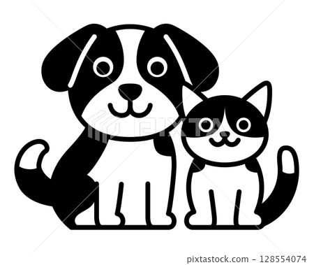 狗和貓的簡單圖標 狗和貓的簡單圖標 128554074