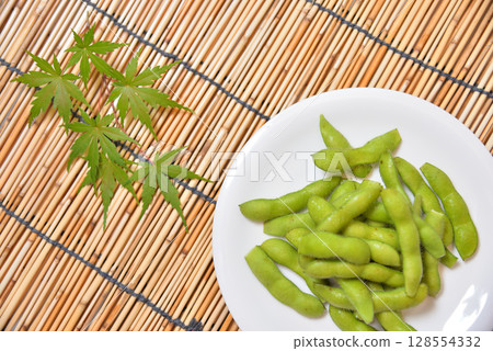 Delicious edamame beans on a plate Delicious edamame beans on a plate 128554332