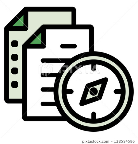 插圖圖示素材：指南針文件檔157 128554596