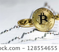 Bitcoin and white background 128554655