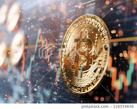 Bitcoin and chart Bitcoin and chart 128554656