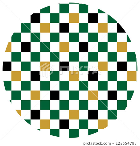 Pattern 3-4 Checkered Gold, Green, Black 128554795