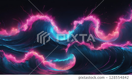 Electric Pink and Blue Wave Interplay 128554842