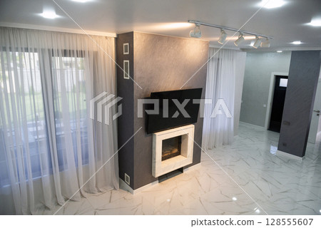 Fireplace in the living room. Fireplace in the living room. 128555607