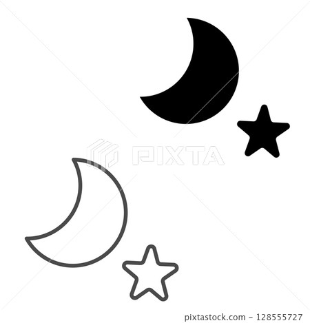 月亮和星星的可愛插圖 128555727