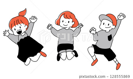 Illustration of jumping children Illustration of jumping children 128555869