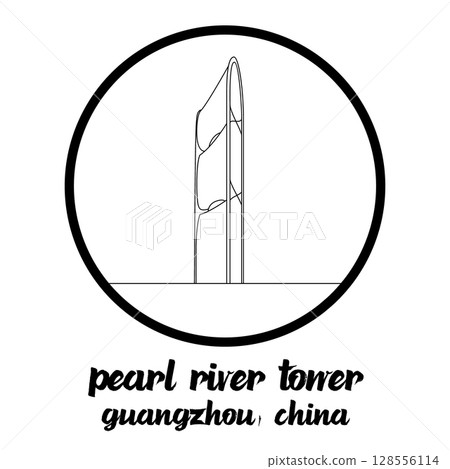 Circle Icon Pearl River Tower. Vector illustration 128556114