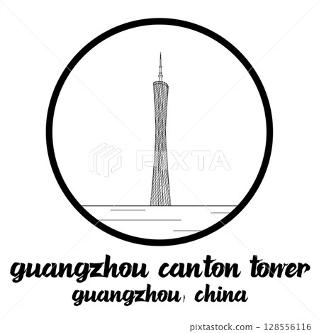 Circle Icon Guangzhou Canton Tower. Vector illustration Circle Icon Guangzhou Canton Tower. Vector illustration 128556116