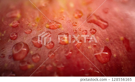 Tempting Apple with Water Droplets - Macro Elegance Tempting Apple with Water Droplets - Macro Elegance 128556165