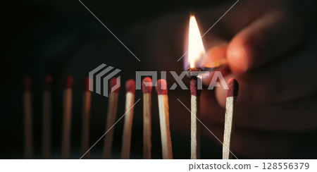 Ignition and Influence Concept with Burning Matches 128556379