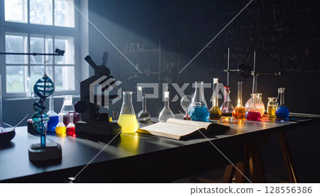 Science Lab Back to School Setup. Back to School concept. Generated image 128556386