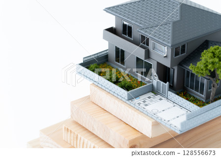 Wood and miniature detached house Wood and miniature detached house 128556673